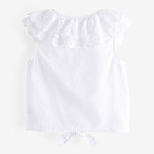 Load image into Gallery viewer, White Broderie 100% Cotton Tie-Front Blouse (3-12yrs)
