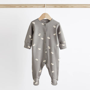 Grey Sheep Baby Delicate Appliqué 100% Cotton Sleepsuits 3 Pack (0-12-18mt)