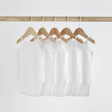 Load image into Gallery viewer, White 5 Pack Baby 100% Cotton Strappy Bodysuits
