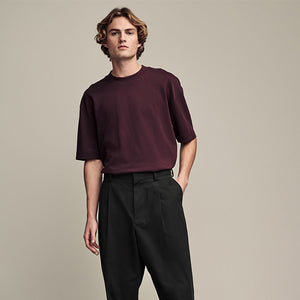 Burgundy Red Relaxed Fit Smart Soft Touch Heavyweight T-Shirt