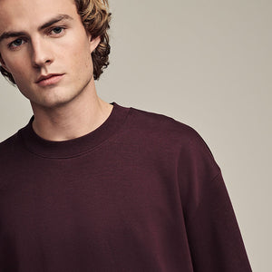 Burgundy Red Relaxed Fit Smart Soft Touch Heavyweight T-Shirt