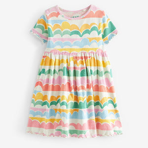 Rainbow Ribbed Jersey Dress (3mths-5-6yrs)