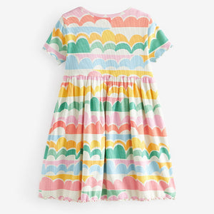 Rainbow Ribbed Jersey Dress (3mths-5-6yrs)