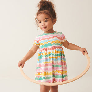 Rainbow Ribbed Jersey Dress (3mths-5-6yrs)