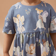 Load image into Gallery viewer, Blue Fairy 100% Cotton Short Sleeve Jersey Dress (3mths-5-6yrs)
