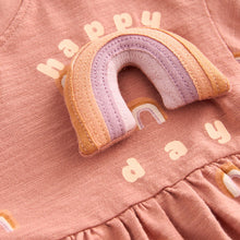 Load image into Gallery viewer, Neutral Rainbow Short Sleeve Cotton Jersey Dress (3mths-5-6yrs)
