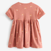 Load image into Gallery viewer, Neutral Rainbow Short Sleeve Cotton Jersey Dress (3mths-5-6yrs)
