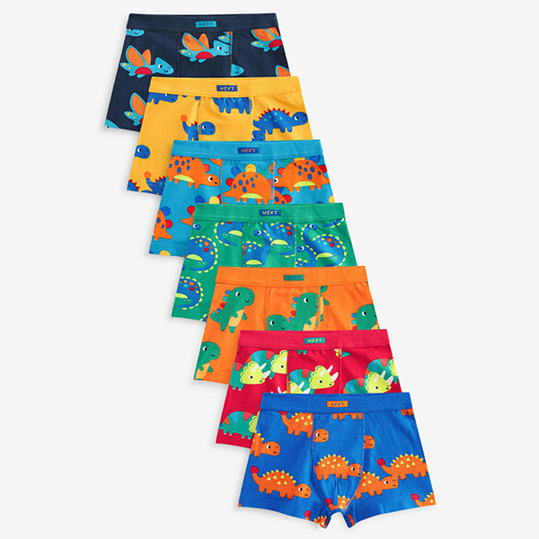 Dinosaur Print Soft Waistband Trunks 7 Pack
