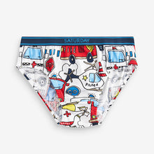 Load image into Gallery viewer, Emergency Vehicle Print 100% Cotton Briefs 7 Pack
