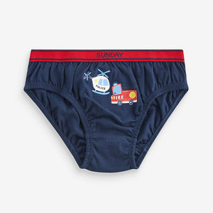 Emergency Vehicle Print 100% Cotton Briefs 7 Pack