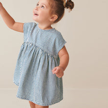 Load image into Gallery viewer, Blue Stripe Boxy Cotton Dress (3mths-5-6yrs)
