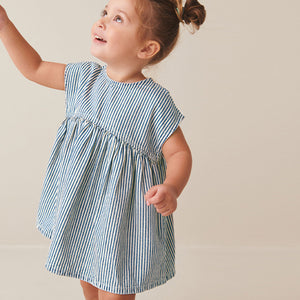 Blue Stripe Boxy Cotton Dress (3mths-5-6yrs)