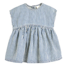 Load image into Gallery viewer, Blue Stripe Boxy Cotton Dress (3mths-5-6yrs)
