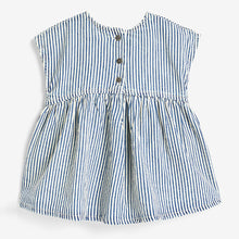 Load image into Gallery viewer, Blue Stripe Boxy Cotton Dress (3mths-5-6yrs)
