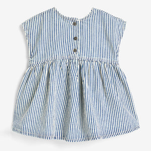 Blue Stripe Boxy Cotton Dress (3mths-5-6yrs)