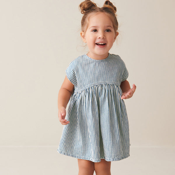 Blue Stripe Boxy Cotton Dress (3mths-5-6yrs)