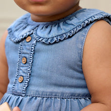 Load image into Gallery viewer, Denim Collared Baby Woven Jumpsuit (0mths-12-18mt)
