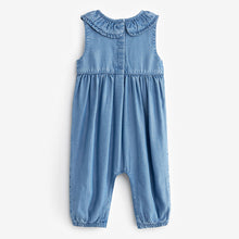 Load image into Gallery viewer, Denim Collared Baby Woven Jumpsuit (0mths-12-18mt)
