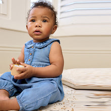 Load image into Gallery viewer, Denim Collared Baby Woven Jumpsuit (0mths-12-18mt)
