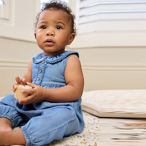 Denim Collared Baby Woven Jumpsuit (0mths-12-18mt)