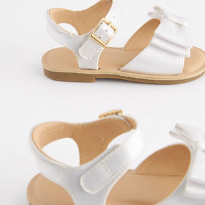 White Standard Fit (F) Satin Bridesmaid Bow Sandals