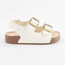 Load image into Gallery viewer, White Corkbed Two Strap Sandals
