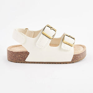 White Corkbed Two Strap Sandals