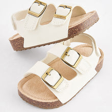 Load image into Gallery viewer, White Corkbed Two Strap Sandals
