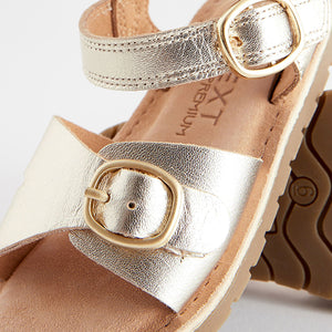 Gold Standard Fit (F) Leather Buckle Sandals