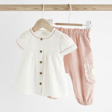 Load image into Gallery viewer, Pink/White Top And Trousers Baby Set (0mths-12-18mt)
