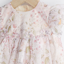 Load image into Gallery viewer, Pink Floral Baby Party Frill Sleeve Dress (0mths-12-18mt)
