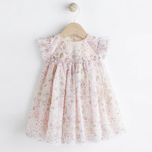 Load image into Gallery viewer, Pink Floral Baby Party Frill Sleeve Dress (0mths-12-18mt)
