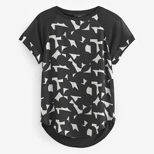 Load image into Gallery viewer, Black/White Geo Woven Mix Short Sleeve Raglan T-Shirt
