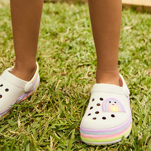 White Rainbow Light-Up Clogs