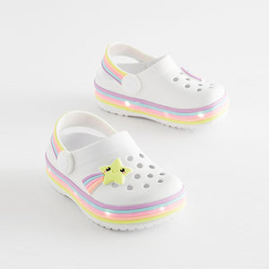 White Rainbow Light-Up Clogs