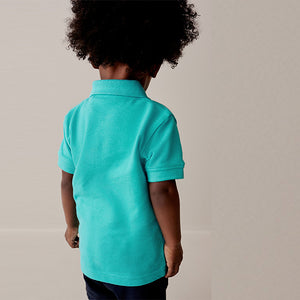 Blue All Over 100% Cotton Embroidered Short Sleeve Polo Shirt (3mths-5-6yrs)