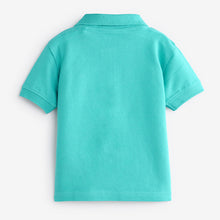 Load image into Gallery viewer, Blue All Over 100% Cotton Embroidered Short Sleeve Polo Shirt (3mths-5-6yrs)
