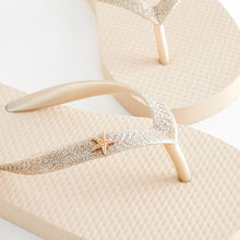 Load image into Gallery viewer, Gold Glitter Flip Flops
