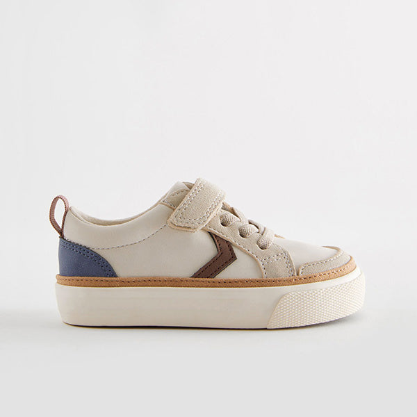 Neutral Beige Standard Fit (F) Touch Fastening Chevron Trainers