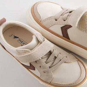Neutral Beige Standard Fit (F) Touch Fastening Chevron Trainers