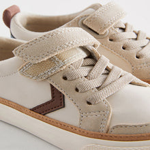 Load image into Gallery viewer, Neutral Beige Standard Fit (F) Touch Fastening Chevron Trainers
