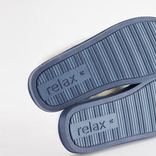 Load image into Gallery viewer, Denim Blue Suede Faux Fur Lined Mule Slippers
