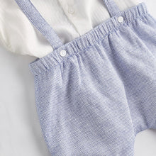 Load image into Gallery viewer, Pale Blue Smart Shirt, Shorts And Socks With Linen 3 Piece Set (0mths-12-18mt)
