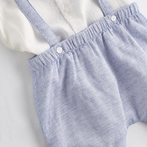 Pale Blue Smart Shirt, Shorts And Socks With Linen 3 Piece Set (0mths-12-18mt)