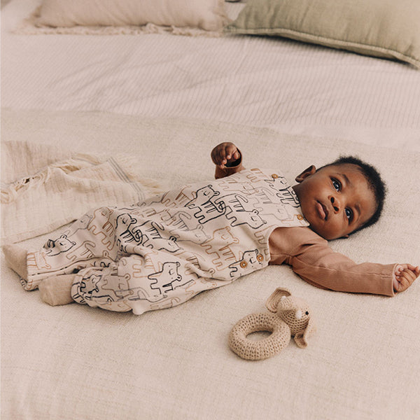 Neutral Tiger Jersey Baby Dungarees And Bodysuit Set (0mths-18mths)