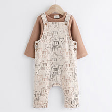 Load image into Gallery viewer, Neutral Tiger Jersey Baby Dungarees And Bodysuit Set (0mths-18mths)
