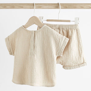 Neutral Baby Top And Shorts Set (0mths-12-18mt)