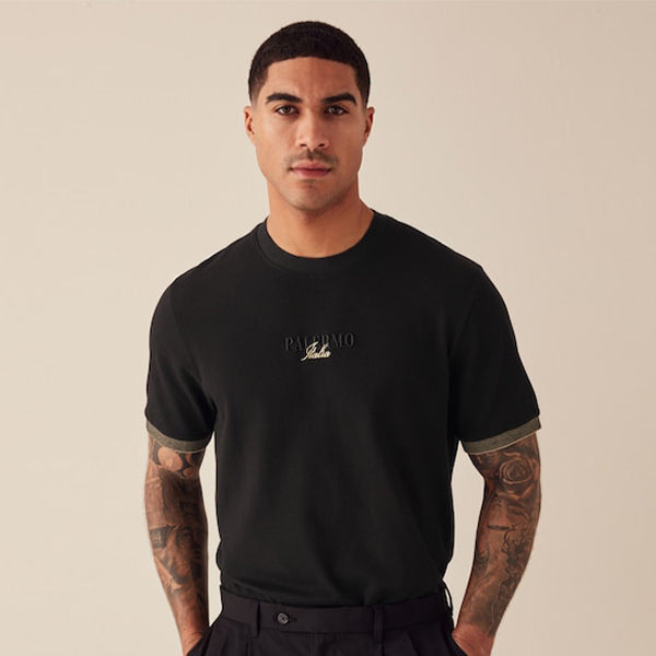 Black Black Textured T-Shirt