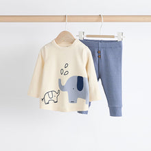 Load image into Gallery viewer, Blue Elephant Baby Top And Leggings Set
