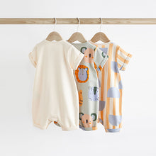 Load image into Gallery viewer, Minerals Character Baby Jersey Rompers 3 Pack
